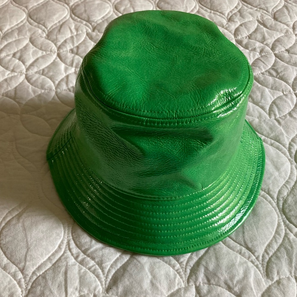 Vegan Leather Green Bucket Hat